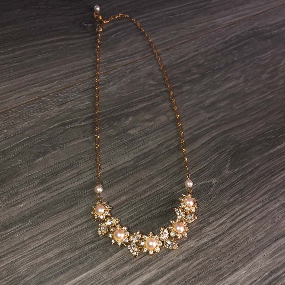 Gold Pearl Statement Necklace